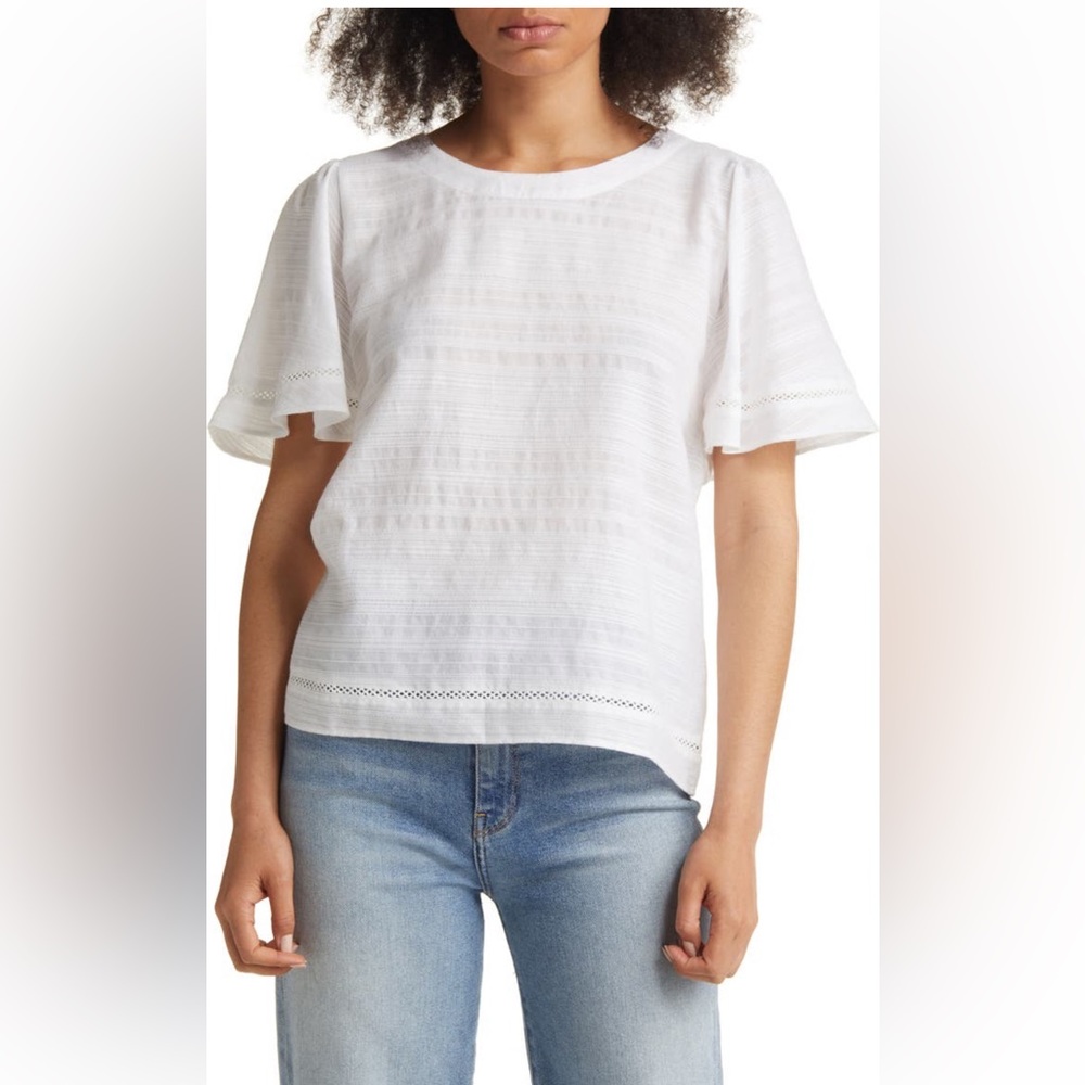 EUC Caslon Women's Flutter Sleeve Cotton Top - worn once!